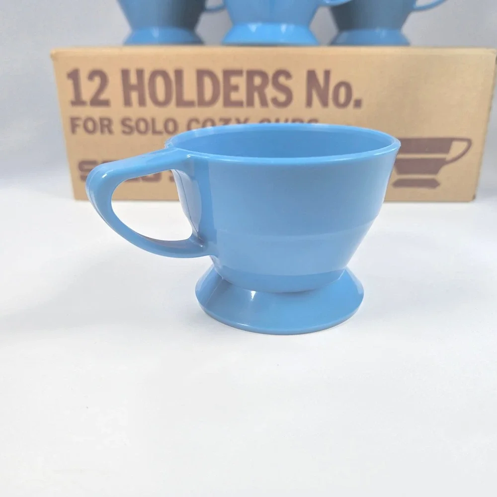 Vintage SOLO Cozy Cup Holders Blue Plastic Stackable 12‎ Original Box Retro MCM